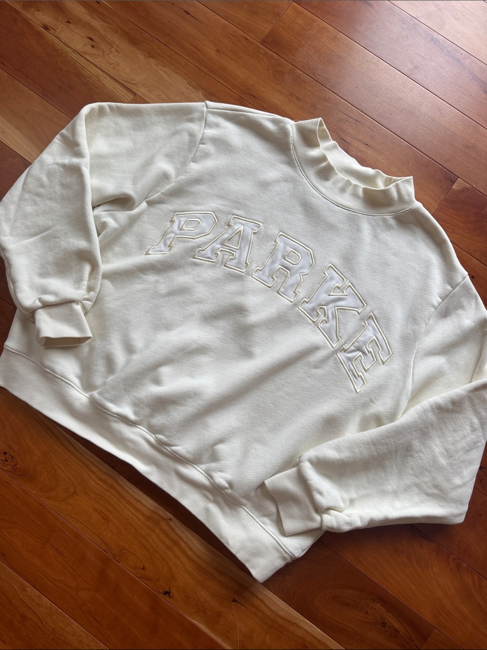 Parke Embroidered Cream Crewneck Sweater